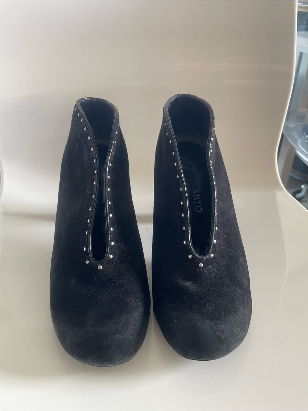 Enzo Angiolini Black Suede Studded Boot Style 3” Heel